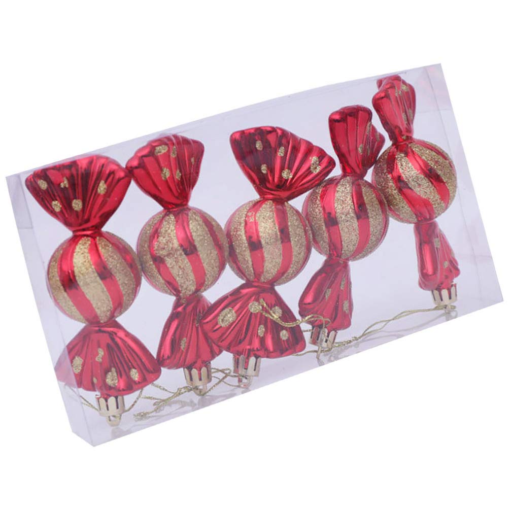 TOYANDONA 5pcs Christmas Sweet Shaped Baubles Tree Toy Candy Shape Ornaments Shatterproof Christmas Ball Layout Props