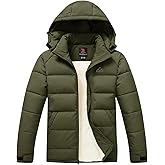 TBMPOY Men's Winter Coats Puffer Jacket Hooded Fleece Warm Water-Resistan Windprooff Thicken Jacket