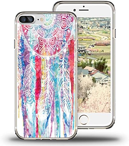 iPhone 7 Plus Case, iPhone 8 Plus Case, Viwell TPU Soft Case Rubber Silicone Pink dreamcatcher