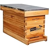 MayBee 5-Frame Nuc Beehive for Bees Complete Bee Hive Box Kit with Metal Roof Includes Wooden Frames & Waxed Foundations for Langstroth Beekeeping
