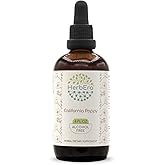 California Poppy B120 Alcohol-Free Herbal Extract Tincture, Concentrated Liquid Drops Natural California Poppy (Eschscholzia Californica) Dried Herb and Flower (4 fl oz)