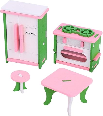 Amazon.com: Zerodis Juego de muebles de casa de muñecas de madera, miniatura para habitación de niños, baño, dormitorio, cocina, casa, muebles, modelo de decoración de casa de muñecas para niños: Toys \u0026