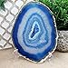 The Royal Gift Shop Single Authentic Brazilian Geode Crystal Agate Slice with Silver Plated Rim - Blue