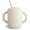 mushie 100% Silicone Training Cup & Straw for Toddlers | 6 Months+ (Ivory)