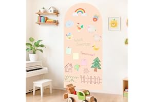 FANPROMS Magnetic Wall Decal 100x45CM Milk Tea Color Magnetic Wall Decal Arch Chalkboard with Colorful Chalks Multiple Access