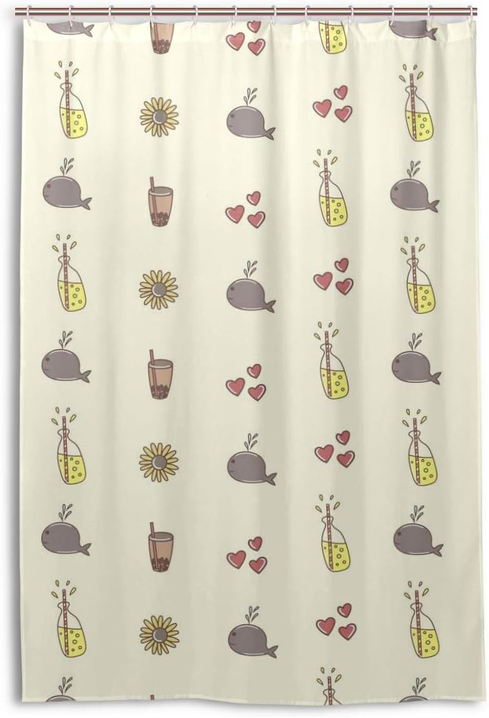 Lafle Whale and Sunflower Clear Shower Curtains Waterproof Single-sided Printing for Bathroom or Wet Room with Fashion Style Size 48x72 (in)