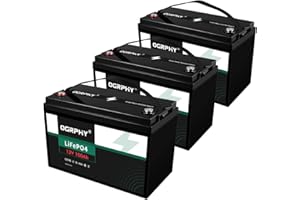 OGRPHY 3 Pack 12V 100Ah LiFePO4 Battery, 1280Wh Grade A Cells Lithium Battery with 100A BMS, Up to 5000+ Deep Cycles Battery for RV, Trolling Motor, Solar, Golf Cart, Marine and Off Grid Applications…