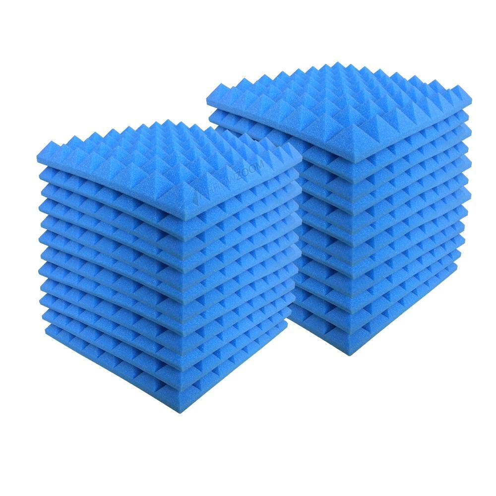 Arrowzoom New 24 Pack of (19.6 in X 19.6 in X 1.9 in) Soundproofing Insulation Pyramid Acoustic Wall Foam Padding Studio Foam Tiles AZ1034 (Blue)