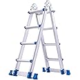SPIEEK 4step Ladder, A Frame 4 Step Ladder, Anti-Slip Multi Position Step Ladder Aluminum Folding Ladder with Stabilizer Bar,330 lbs Capacity for Household or Outdoor Work