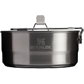 Stanley Wildfare Pro 5-Piece Stainless Steel Saucepan Cook Set | 2 qt Saucepan with Fold &amp; Lock Handle | Cutting Board and Spoon | Camping Essentials for Your Camp Kitchen | BPA-Free