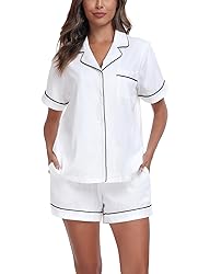 COLORFULLEAF Womens 100% Cotton Pajamas Short Set