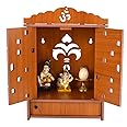 MIDU Pooja Mandir For Home Wall Hanging Mdf Wooden Temple With Door Brand (Orange,41 Cm)
