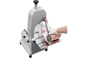 Uargd Commercial Electric Meat Bandsaw, 650W Stainless Steel Countertop Meat Cutting Machine, 12.4" x 18.1" Workbench, 4.33 I