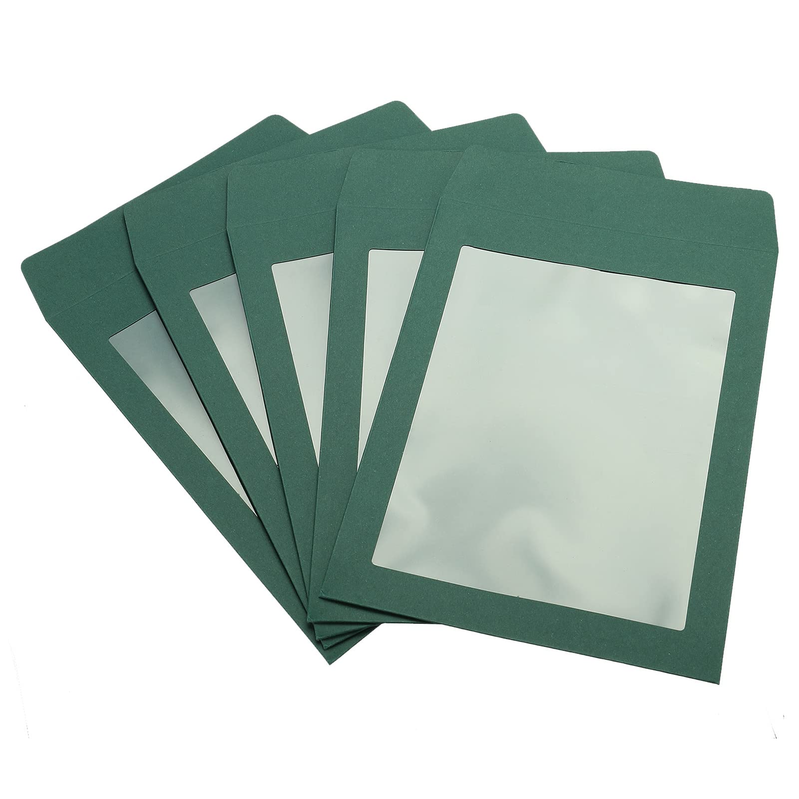PATIKIL Full Face Window Envelopes 10 Pack A5 Clear Single Sided for Mailing Statement Photos Catalogs, Green