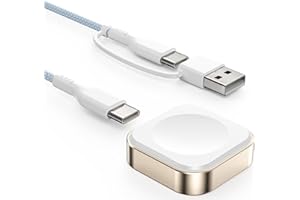 LVFAN Charger for Apple Watch, Fast Charging USB C & USB A iWatch Charger Cable Nylon Braided Cord, Detachable Wireless Travel Charger for Apple Watch Series 10 9 8 7 6 5 4 3 SE Ultra 2