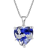Aprila Women Necklace 925 Sterling Silver Rose Flower Heart Pendant Necklace with Cubic Zirconia Jewelry