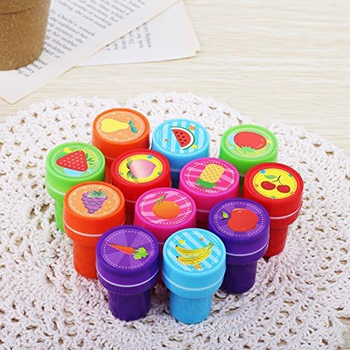 Emorefun Toys Mini Cute Fruit Rubber Stamp Seal Box Kit for DIY,Set of 60