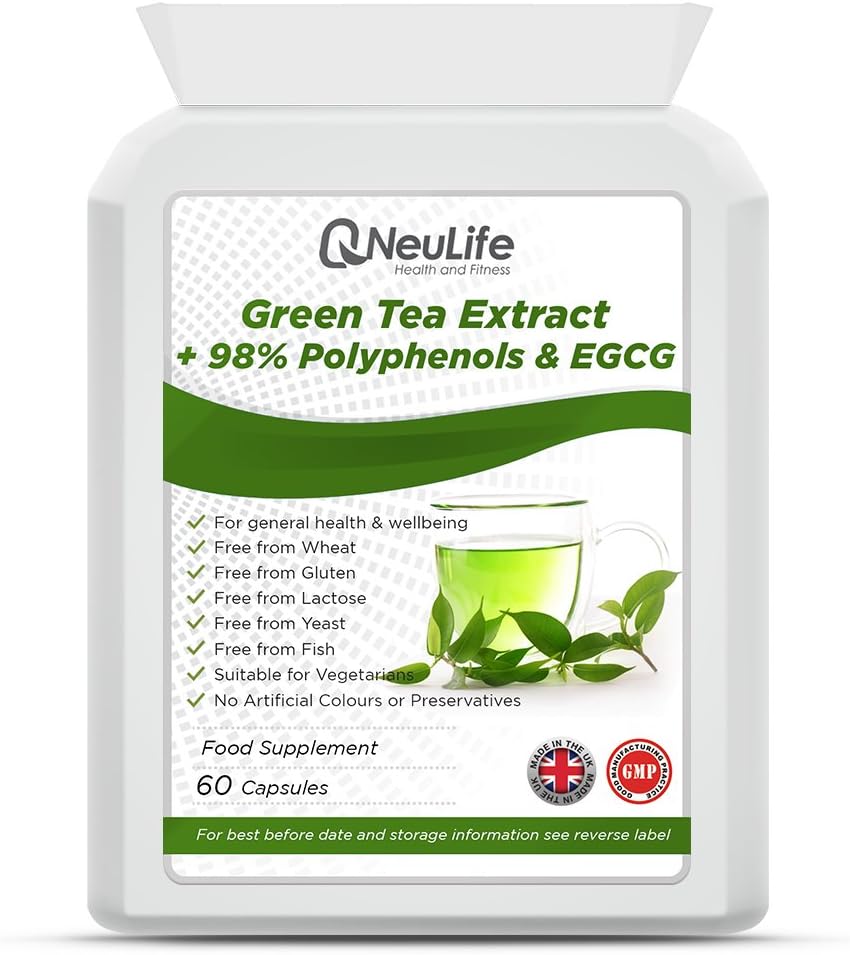 Green Tea Extract with 98% Polyphenols and EGCG - 60 Capsules - by Neulife Health and Fitness