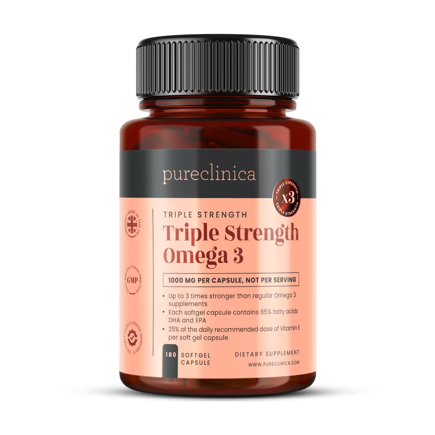 Triple Strength Omega 3 1000mg x 180 Softgels - 6 Months Supply