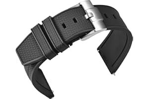 ULLCHRO FKM Rubber Watch Strap - 20mm 22mm Quick Release Fluororubber Watch Bands with Silver Buckle - Soft Breathable Durable Rubber Sport Replacement Band for Men Women