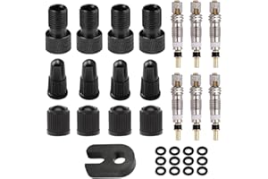 Saipor 4pcs Presta Valve Adapter, Presta to Schrader Valve Adaptor, Inflate Tire Using Standard Pump or Air Compressor, Inclu