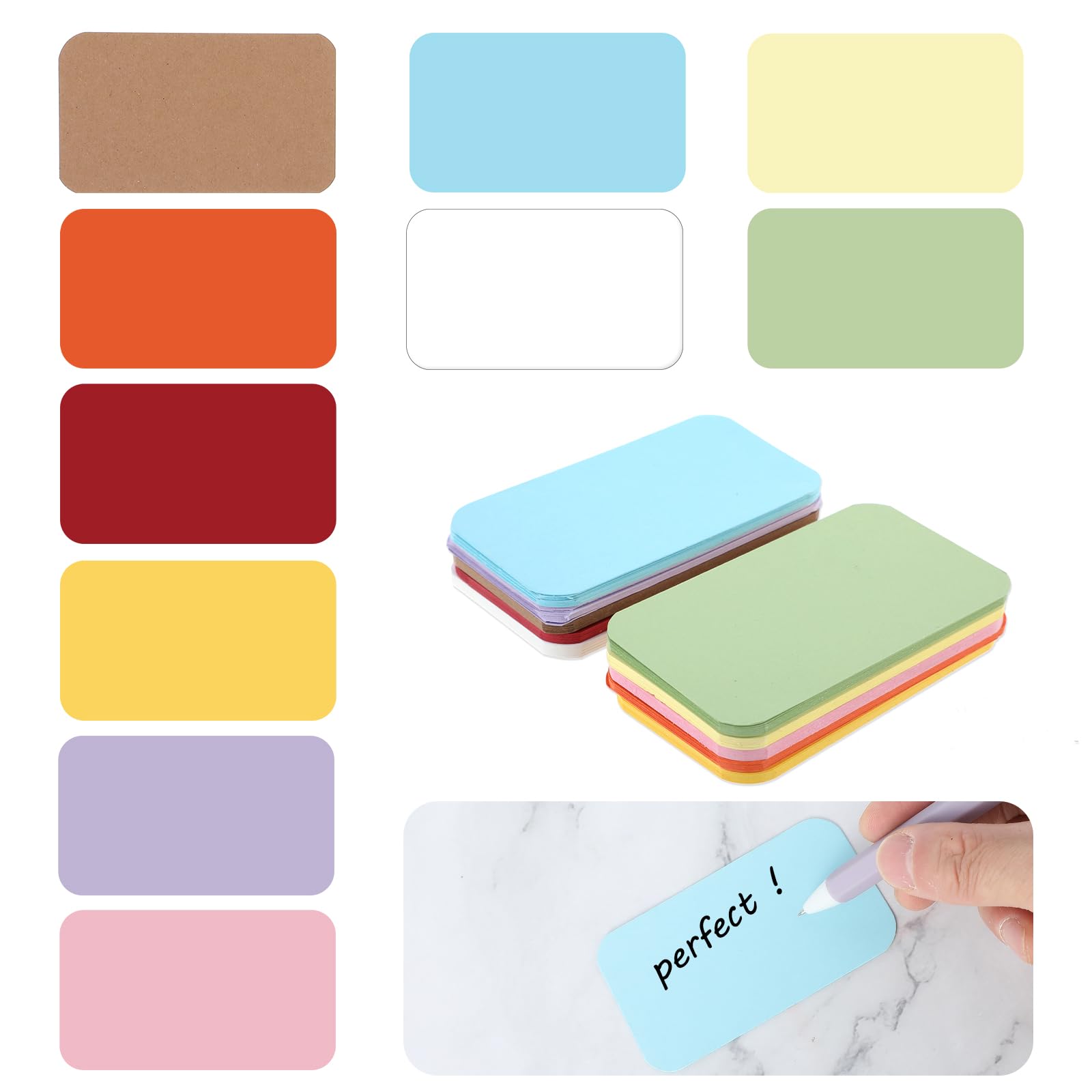 YUXIANLB 100 PCS Small Blank Paper Message Cards, Colored Blank Index Cards 3.54 x 2 Inches Business Cards Double-Sided Mini Note Card for Scrapbooking DIY Gift Tags Label