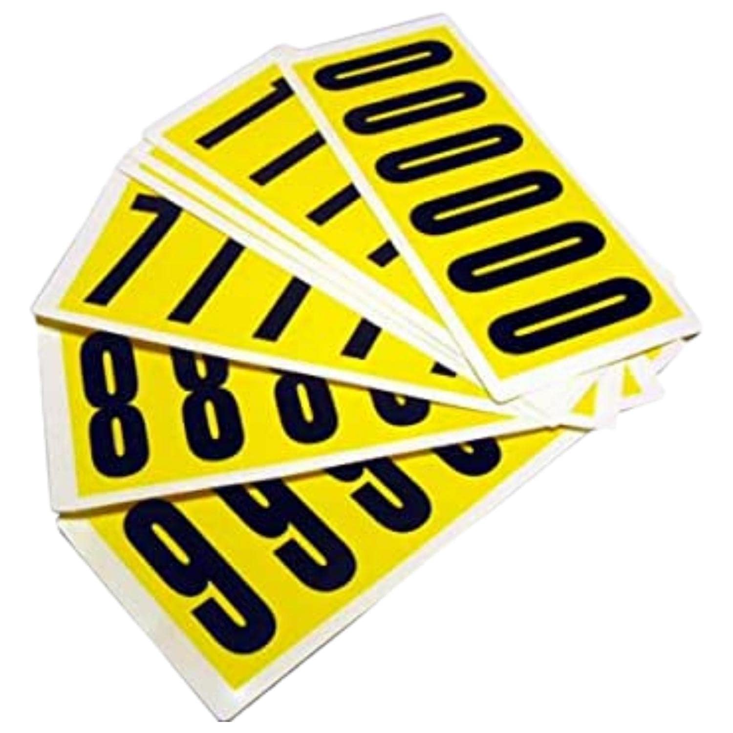 Complete Packs of Self-Adhesive Numbers, Easy Warehouse Identification, Clean Peel - Leaves No Residue, Each Card is H.38 x W. 90mm - Yellow