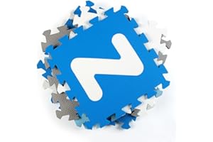 HURSROOR 36PCS Foam Floor Tiles Interlocking Puzzle Foam Tiles for Kids Soft Baby Play Mat, 12"x12" Large Educationa Jigsaw Foam Floor Mats for Playroom, Nursery, Gym Blue-Gray(C)