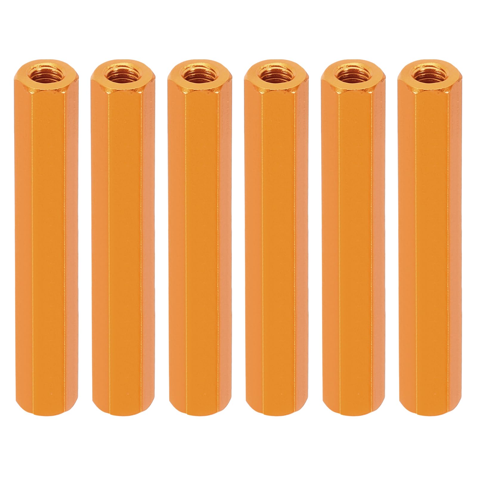 PATIKIL M3 Hex Nuts, 6pcs M3 Threaded Spacers Aluminum 40mm L Female Metal Spacer Screw Standoff for M3 Screw Bolts RC Car Drones Stacks Motherboard, Golden