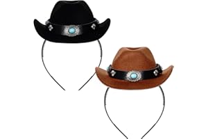 Haakong Cowgirl Hat Headband Mini Cowboy Hat Headband for Women Western Cowgirl Accessories Halloween Cowboy Party