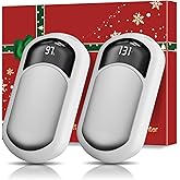 AI Hand Warmers Rechargeable 2 Pack, 6400mAh Portable Pocket Electric Hand Warmer, Fast Heating 3-Settings Reusable Handwarmers for Christmas, Gloves, Travel, Hunting Essentials Men Women