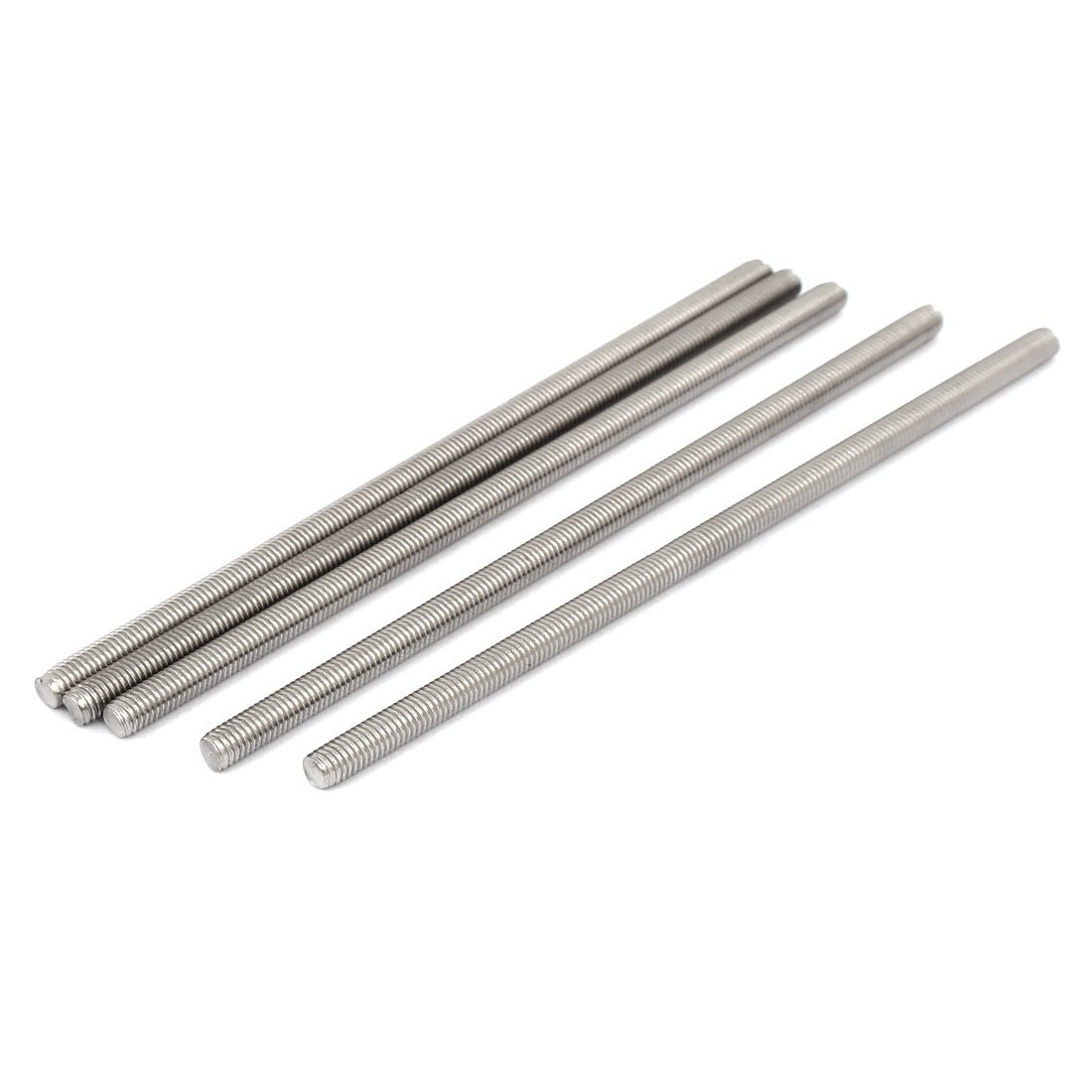 sourcingmap M5 x 130mm 304 Stainless Steel Fully Threaded Rod Bar Studs Hardware 5 Pcs