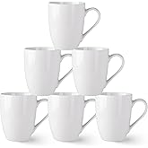 AmorArc 12oz Off White Coffee Mugs Set of 6, Ceramic Coffee Mugs with Large Handle for Man, Woman, Light Weight Coffee Mugs Set for Latte/Cappuccino/Cocoa/Milk, Dishwasher & Microwave Safe, 6Pcs