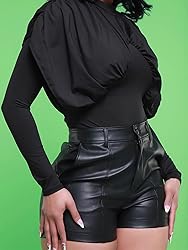 Zebaexf Women's High Waisted Faux Leather Shorts