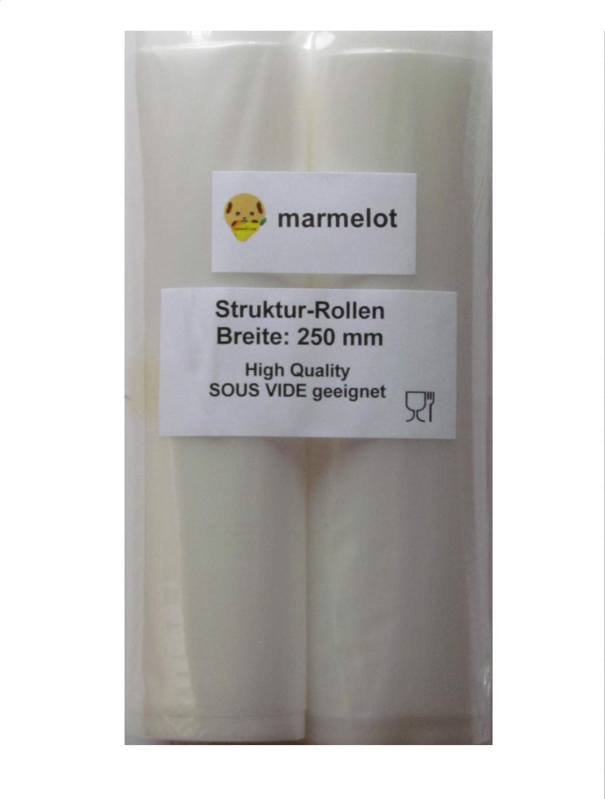 Vacuum Food Sealer Foil with microstructure 25cmx12m - 2 Rolls 6 Meter for All Sealer Brands