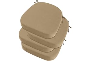 idee-home Outdoor Chair Cushions Set of 4, 19" x 19" x 3" Thick D-Shaped Patio Furniture Outdoor Seat Cushions Waterproof with Ties, Dining Pads