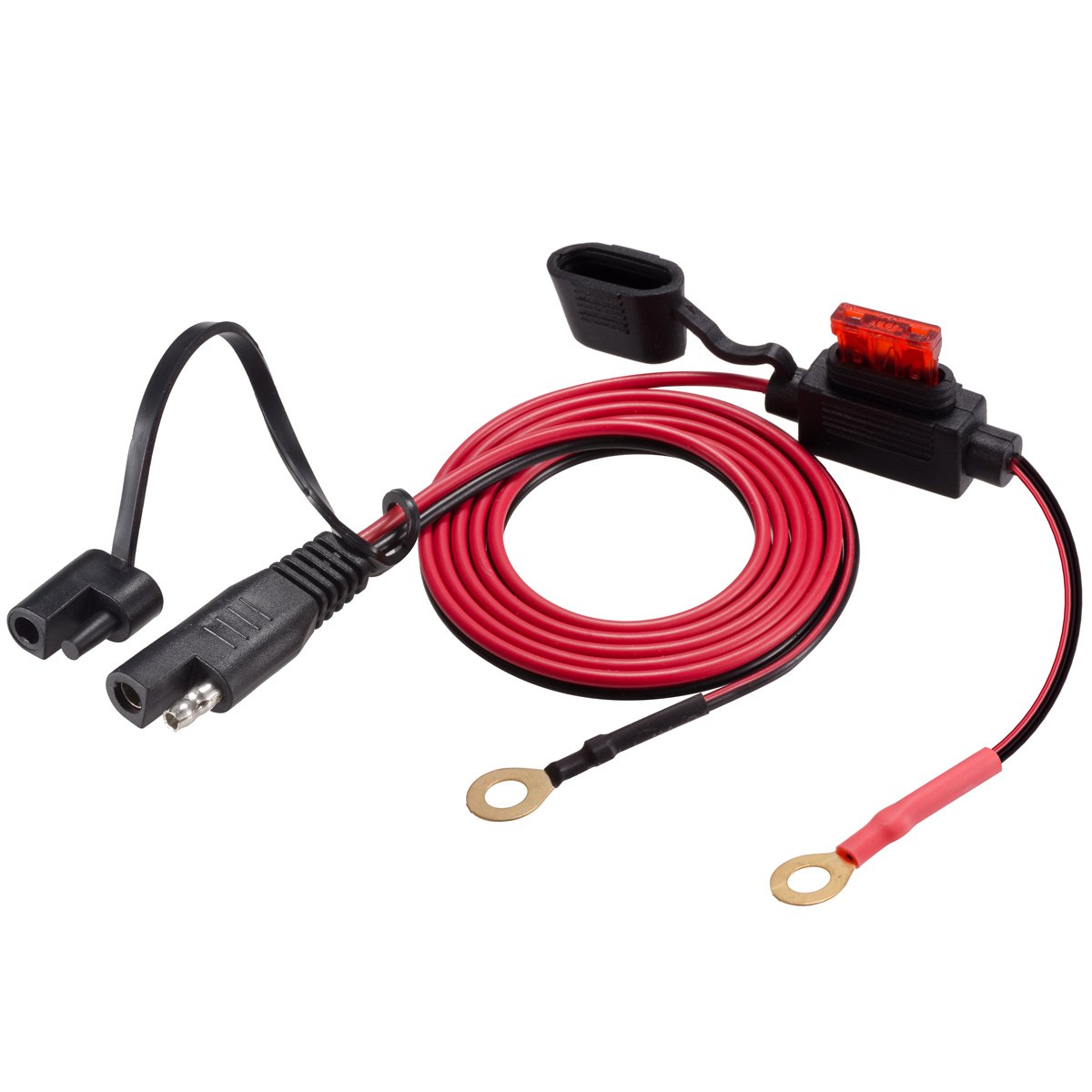 Ring Terminal Harness with Black Fused 2Pin SAE Quick Disconnect Plug