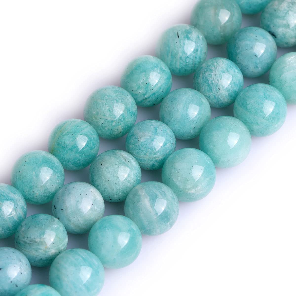Gem-Inside Natural Brazilian Amazonite Stone 10mm 38pcs Round Beads for Jewellery Making Strand 15" Beaded Semi Precious Gemstone DIY Handmade Craft Supplies