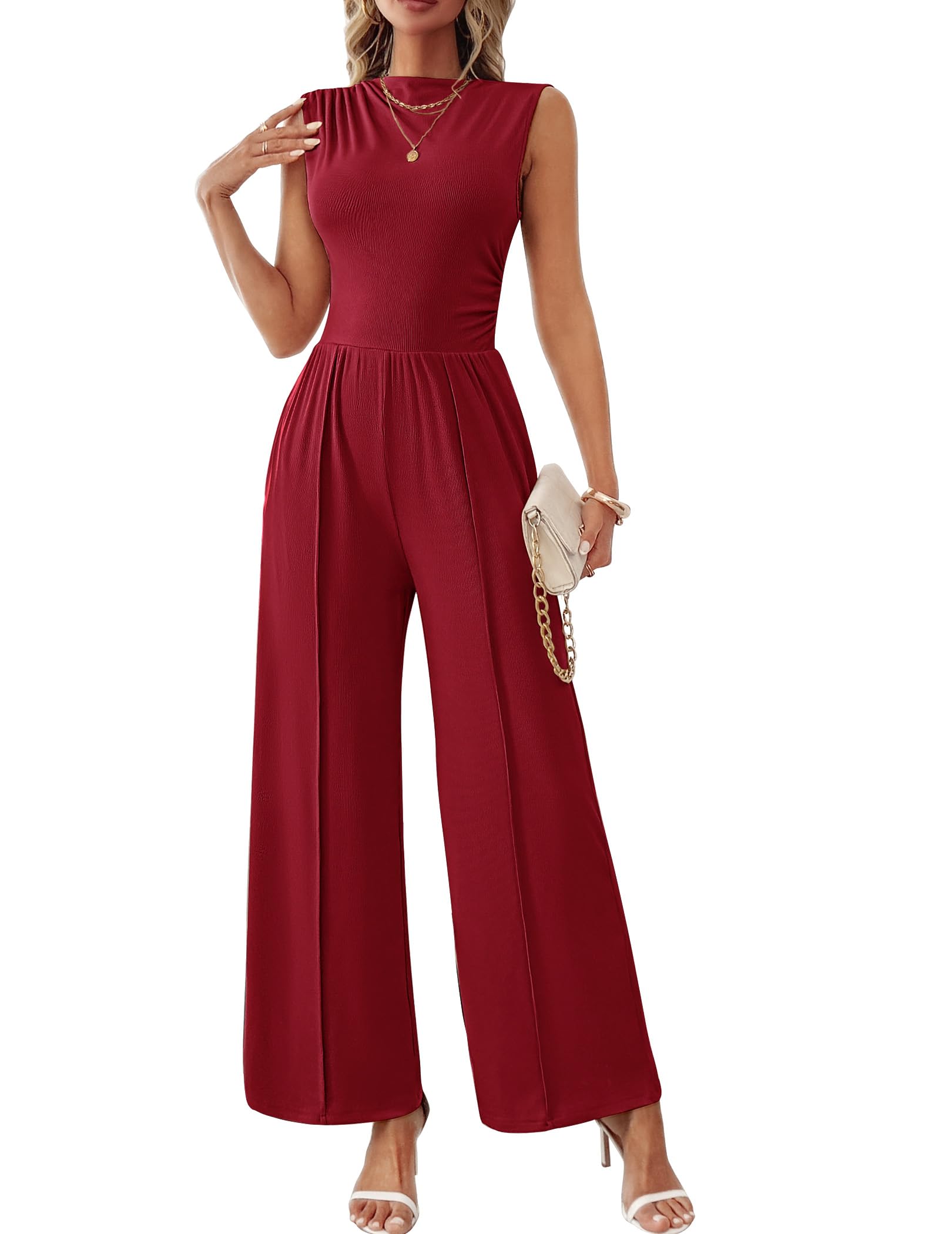 Lookboho Green Ribbed Long-Sleeve Jumpsuit With A V-Neck And Twist-Front Detail