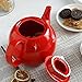 Sweese Porcelain Teapot, 40 Ounce Tea Pot - Large Enough for 5 Cups, Red