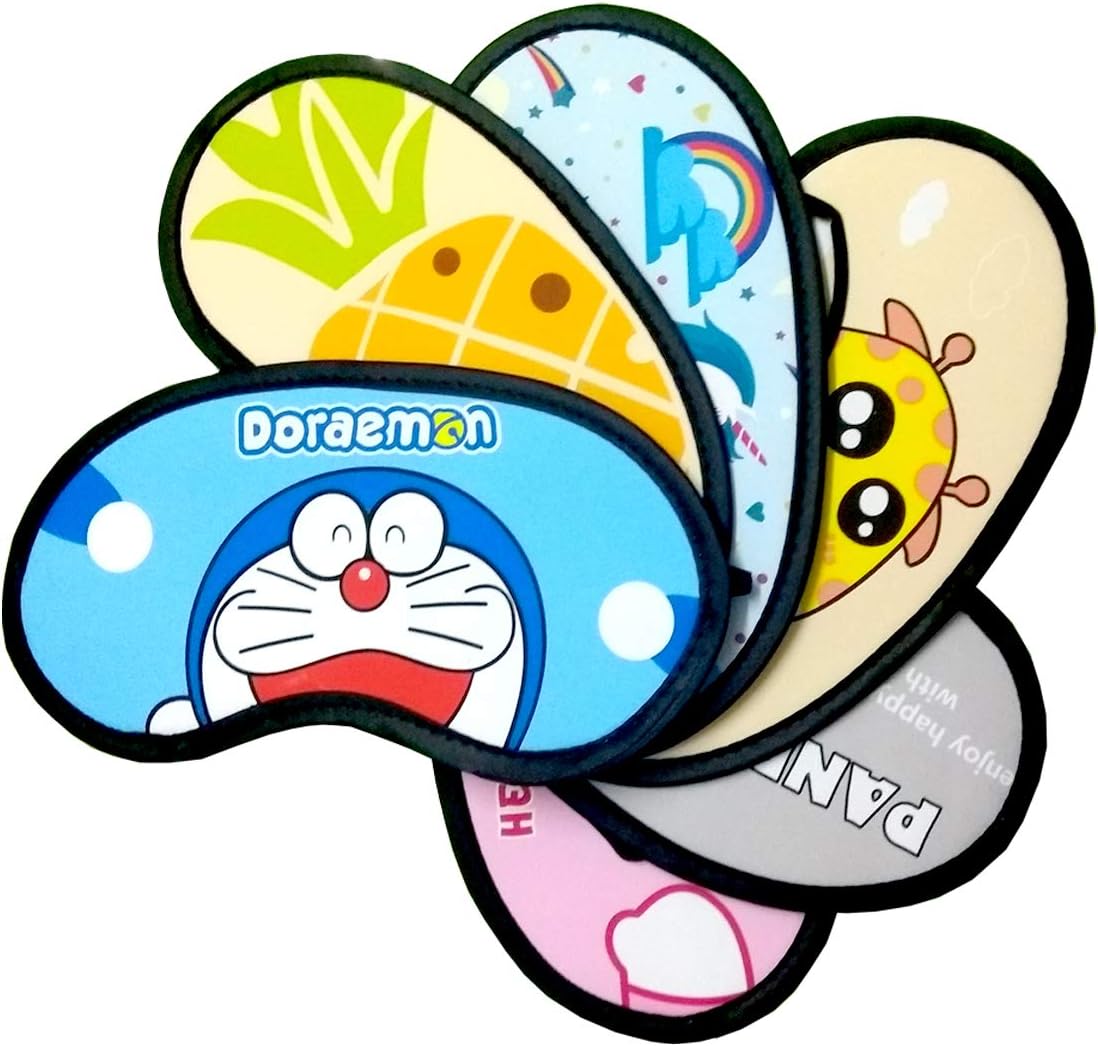 ARVANA Stylish Cartoon face Cute Soft & Smooth Blindfold & Sleeping Eye Mask for Kids / Girls / Boys Unique Gifts for Kids ( Pack of 2)