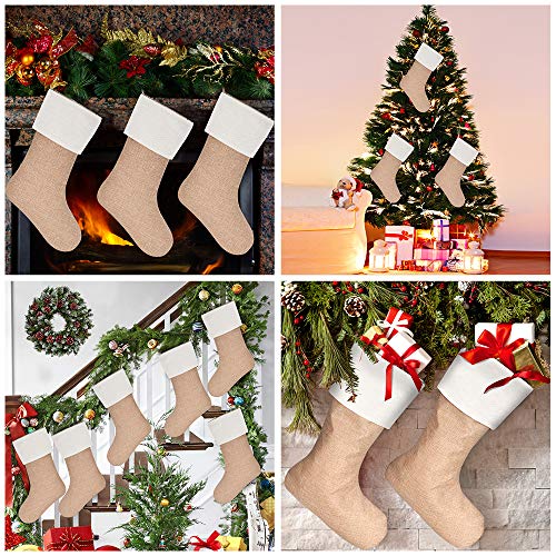 CGBOOM Christmas Stocking, 6 Pack DIY Burlap Xmas Fireplace Hanging Stockings for Family Holiday Home Decor Xmas Party Decorations - Thumbnail 2