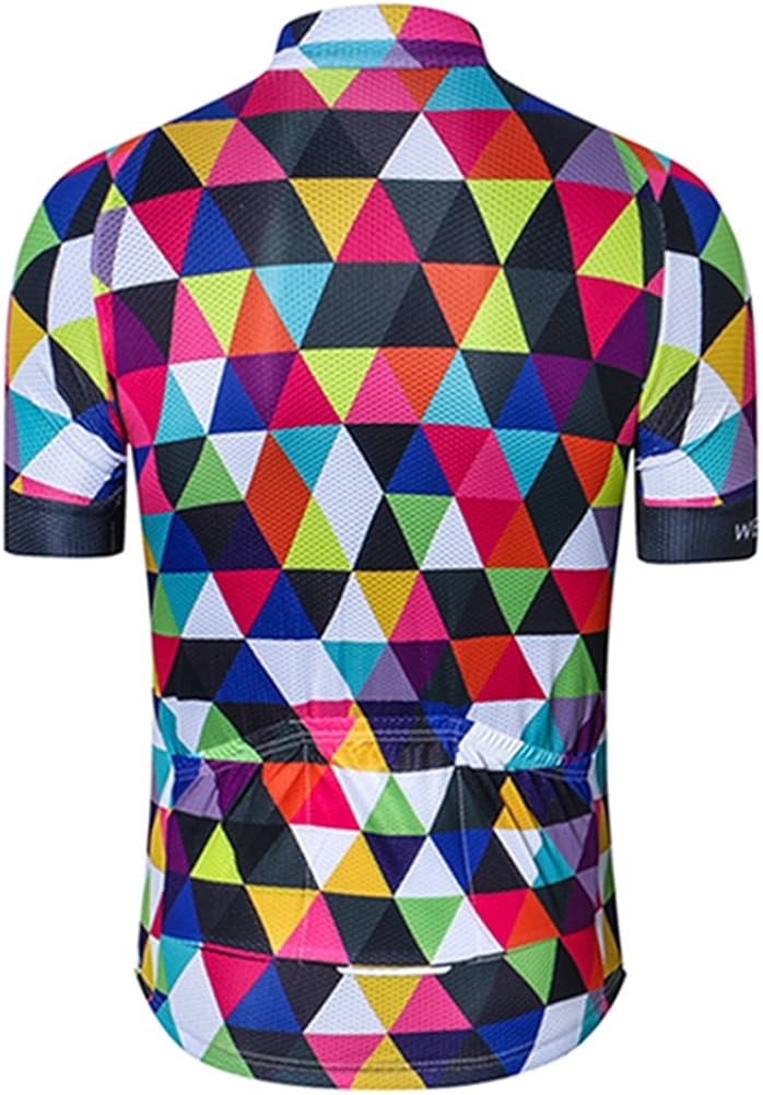 Men's Cycling Jersey Short Sleeve Bike Clothing Multicolored Diamond: Clothing