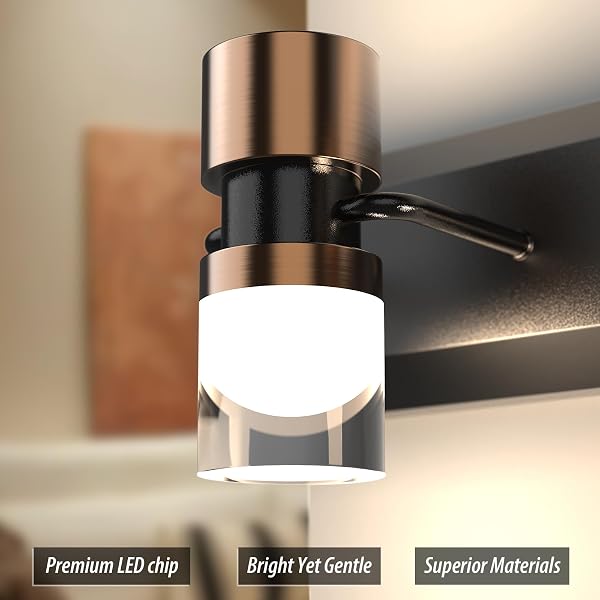 PHIXART LED BATHROOM VANITY LIGHT FIXTURES, 2 LIGHT BLACK AND GOLD WALL SCONCES LIGHTING, MODERN BATHROOM LIGHT FIXTURES, LED WALL LAMP FOR MIRROR LIVING ROOM BEDROOM DRESSING TABLE BAR