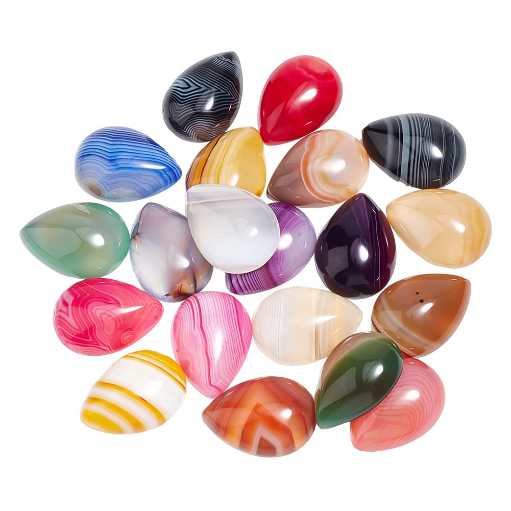 SUPERFINDINGS 20pcs 10 Color Teardrop Gemstone Natural Stone Cabochon Beads Crystal Quartz Stone for Bracelet Necklace Jewelry Making