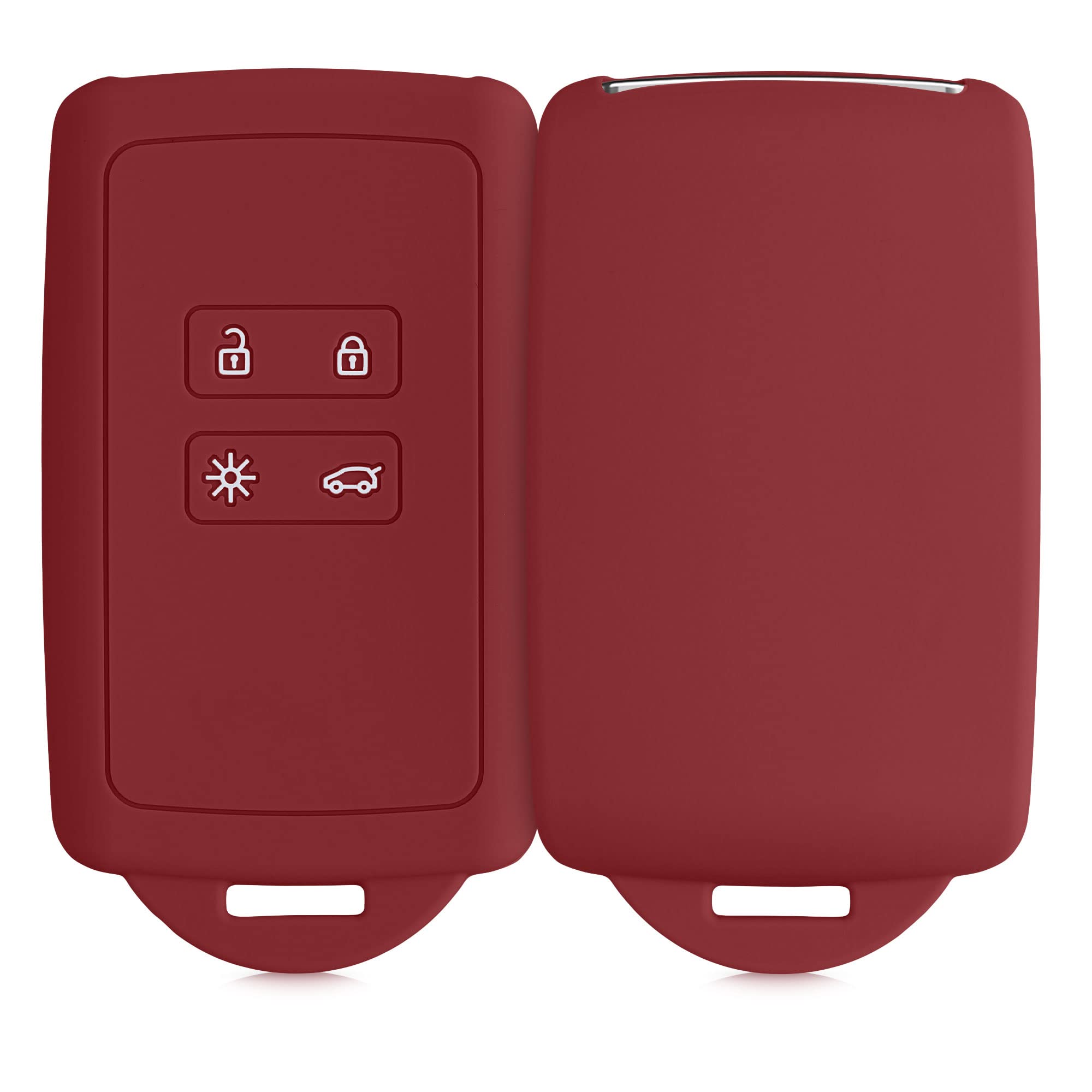 kwmobile Car Key Accessory Compatible with Renault Smart Key 4-Button (Keyless Go Only) – Soft Silicone Case with Key Fob Tip – Dark Red