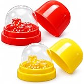 Ecanna Dice Cup Set with Lids and 12 Dice 2 Pack Red and Yellow | Clear domes show the dice while colored covers conceal each roll for tabletop games and casual game nights