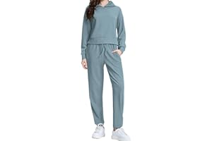 WIHOLL Two Piece Sets for Women Sweatsuit Hoodie and Sweatpants Sets Airport Fashion Outfits Tracksuit with Pocket