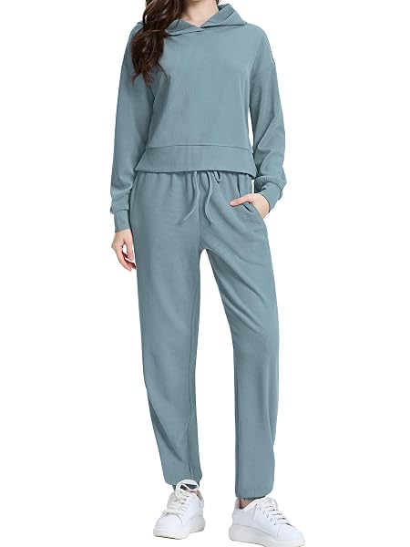 AUTOMET Women's 2-Piece Lounge Set – Short Sleeve Crewneck & Jogger Pajama Set, Rayon Blend Loungewear