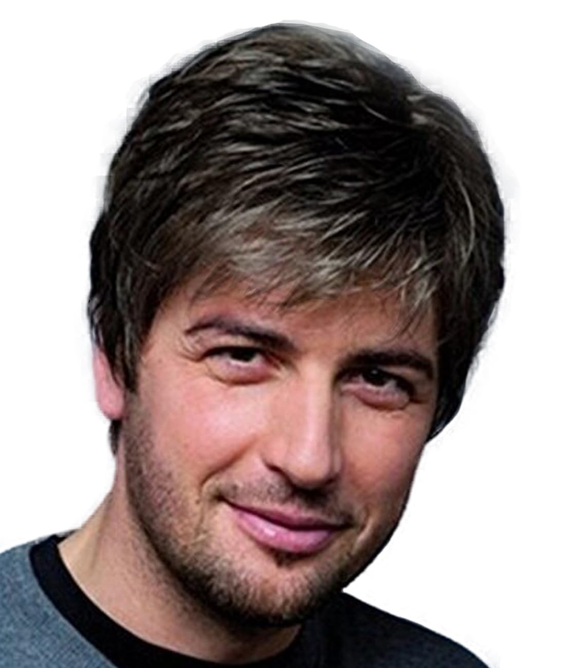 Royalfirst Mens Short Straight Synthetic Hair Wigs Male Father Mature Natural Looking Wig for Middle Aged and Old Men